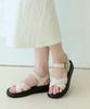 Spur Real Leather Pleats Sandal 4Cm -Us9055 (2Color)