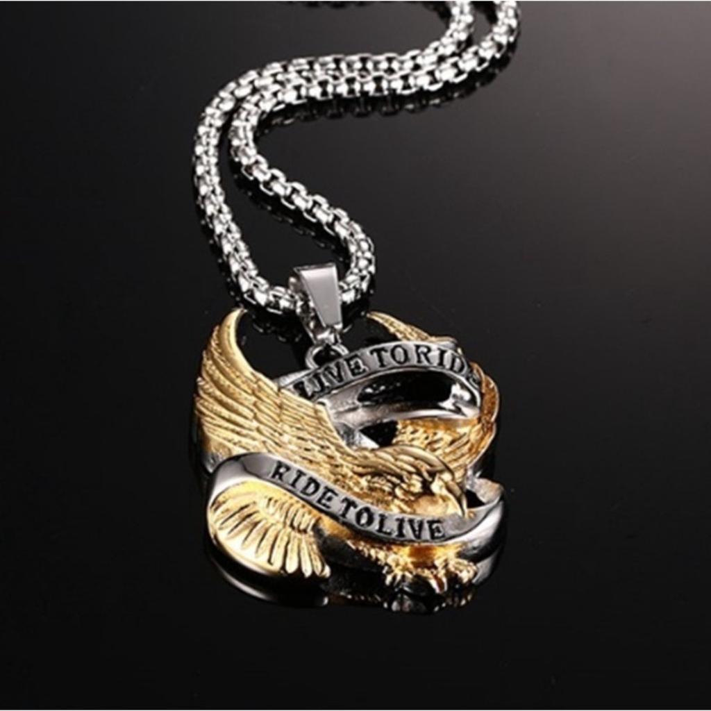 New Fashion Eagle Necklace Pendants LIVE TO RIDE Biker Sport Men Hero Jewelry