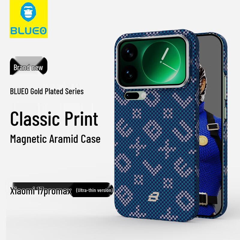 BLUEO Позолоченный Пароль Магнитный Чехол для Телефона из Арамидного Волокна Xiaomi 17 Pro Max