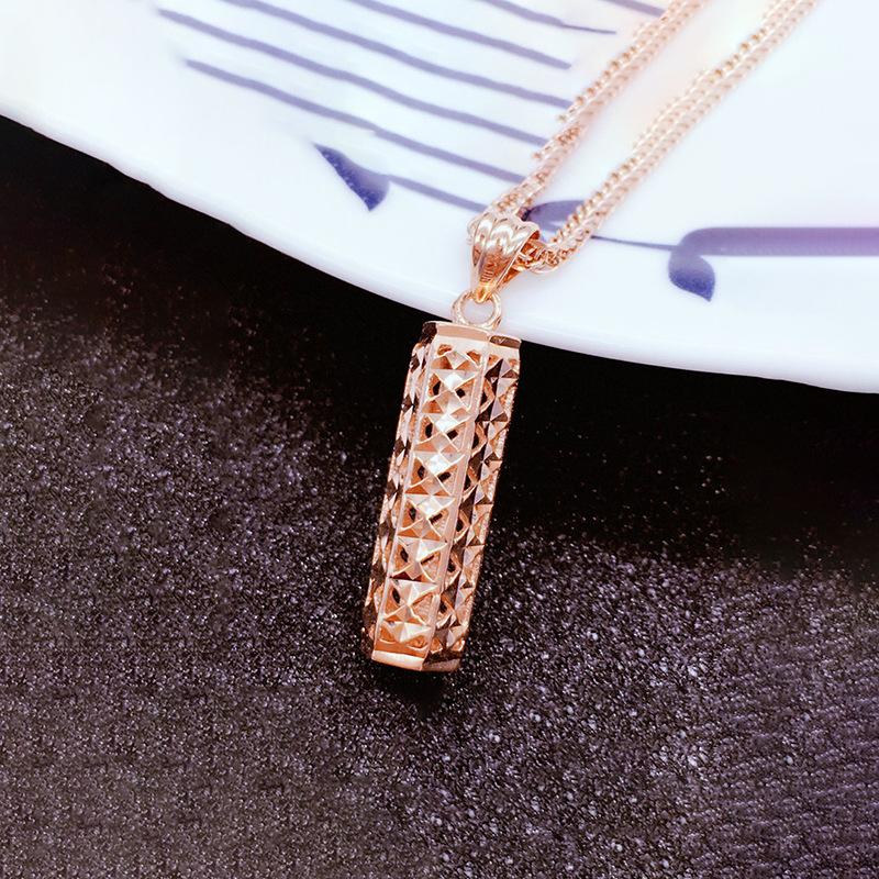 Exquisite Russian Purple Gold Car Flower Pillar Pendant Rose Gold Plated Wishing Bottle Cylindrical Pendant Collarbone Chain Jewelry (single pendant)