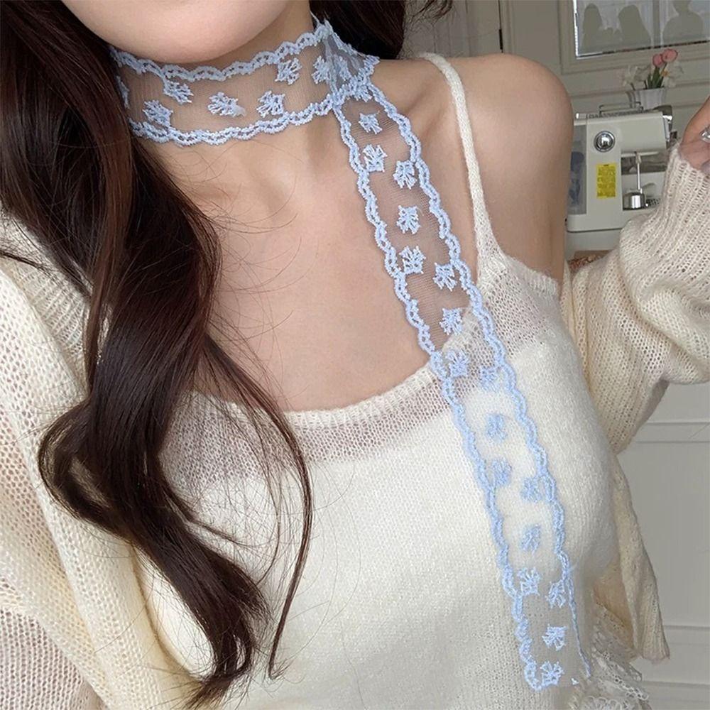 1Pcs Long Ribbon Head Scarf White Bowknot Hairband Kerchief New Hair Scarf  Summer Headwear