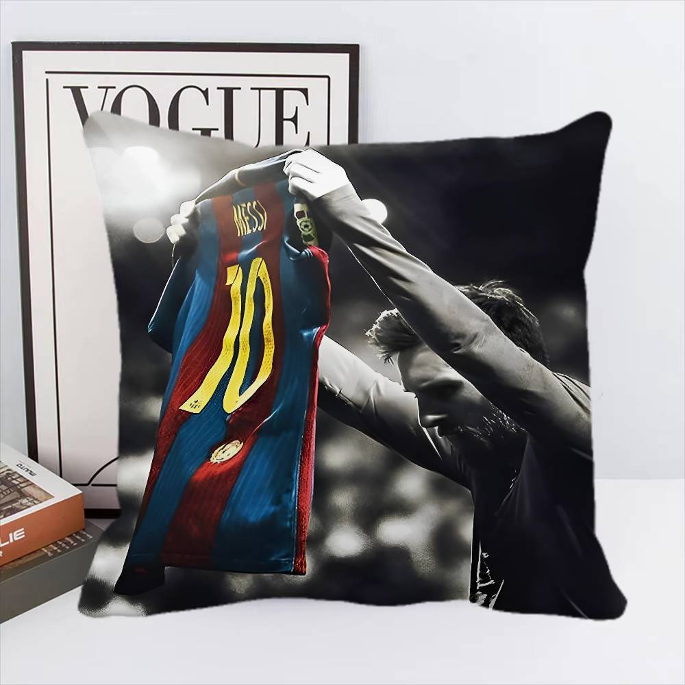 Federa Cuscino Stella del Calcio L-Lionel M-Messi Quadrato Camera da Letto Divano Comfort per il Tempo Libero Cuscino Auto Soggiorno Decorazione per la Casa