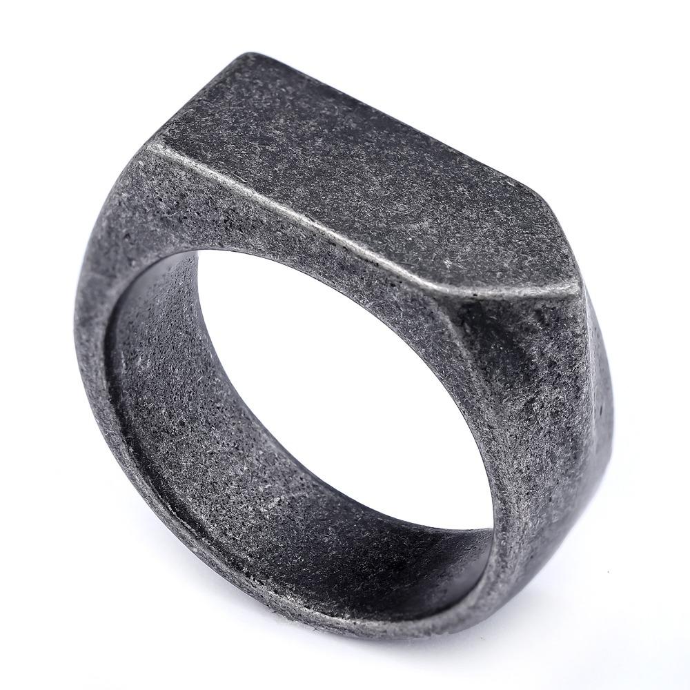 Nordic Vintage Round Square Irregular Smooth Ring Rust Free Fashion Jewelry for Women