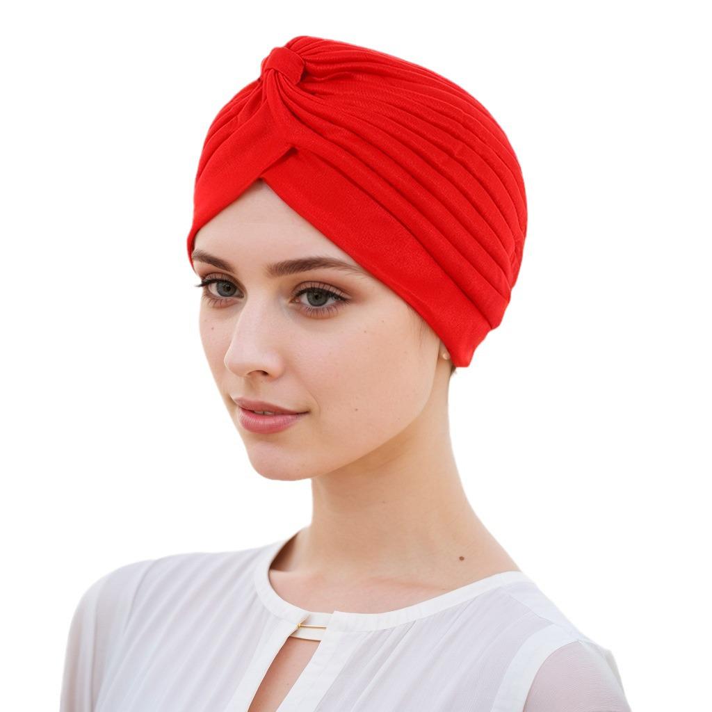 European & American Pleated Hijab and Watermelon Turban
