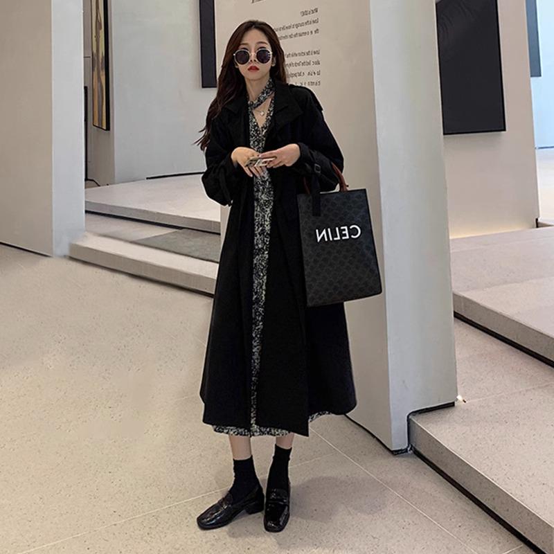 2025 Women's Mid-Length Trench Coat - Petite Fit, Korean & British Style for Autumn/Winter