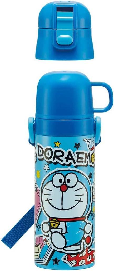 Skater Stainless Steel Water Direct Cup Doraemon Lightweight Water Sports Water Children's Bottle, 2-Way Drinking, 470ml, Drinking, 430ml, Sticker,