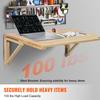 SucceBuy Wall Mounted Folding Table Wooden Floating Desk with Shelf Bracket Drop Leaf for Home Office Kitchen Bar Space-Saving