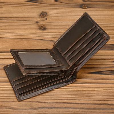 Men's Leather Short Wallet, Crazy Horse Leather, Multi Card Slot, 30% Off, Wallet Clip Layer, Cowhide Wallet