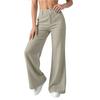Women's Fashion Casual Color Flare Pants with Elastic Waistband and Pockets for Everyday Wear
