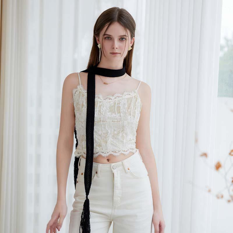 New high-end scarf women's winter fringed knitted scarf streamer neck