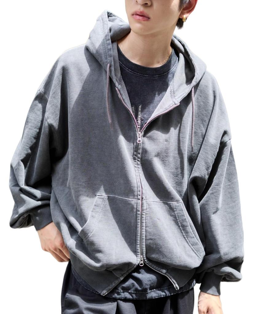 WEGO Balloon Big Double Zip Loose Solid Size Black Sonata Men's Hoodie, Sweatshirt, Outerwear, Fit, Color, Fall/Winter Clothing, Streetwear, Casual,