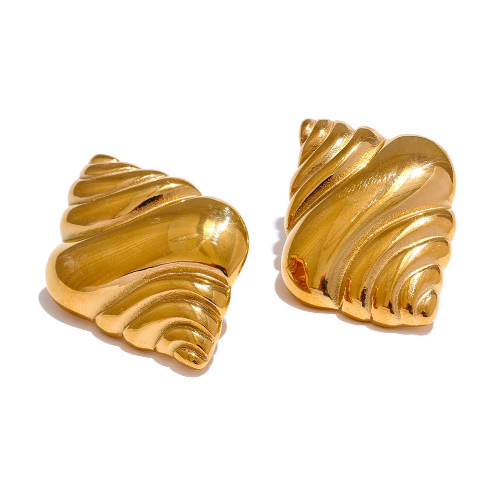 

Yhpup Novelties Stainless Steel Metal Conch Stripe Stud Earrings 18K PVD Plated Personalized Charm Jewelry Accessories Gift