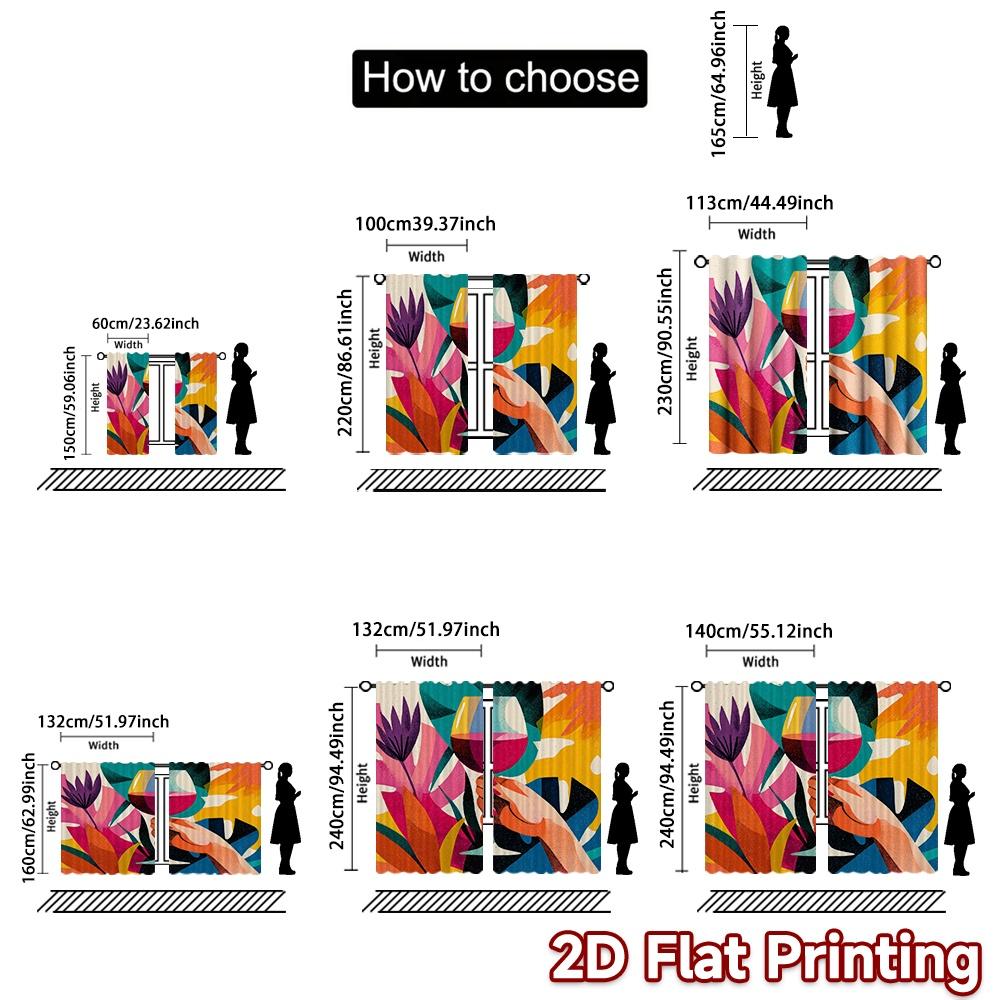 2D Flat Printing  2pcs Cheers to Creativity Chic Chic Curtains Polyester Curtains Gifts Suitable for Living Room   Home