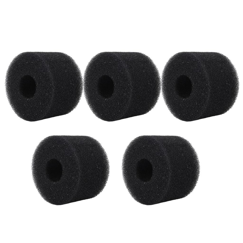5PCS Pool Filter Sponge PU Sponge Black Reusable Washable Cylindrical Simming Pool Filter Foam for Pool Pump