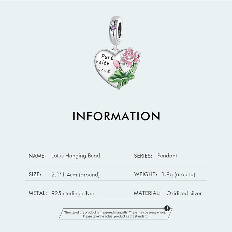 WOSTU 925 Sterling Silber Lotusblüten hängende Perle Pure, Glaube, Liebe Charms für Frauen Original Armband Armreif Halskette