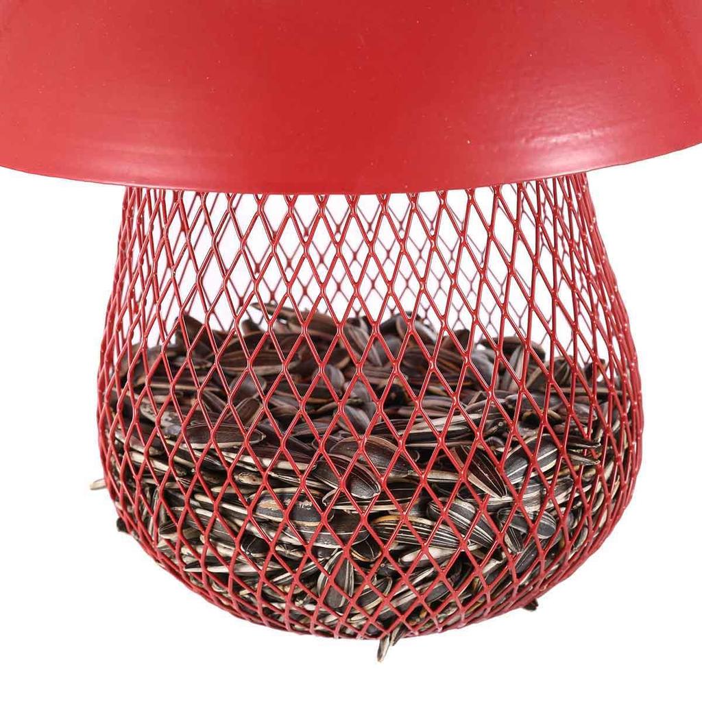 Mushroom shaped Bird Feeder Wild Bird Seed Feeder Outdoor Decorative Garden Metal Hanging Food Mesh House