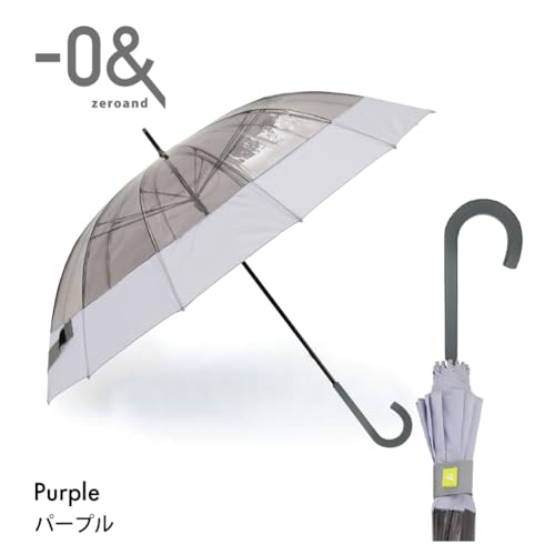 Ogawa Women's Long Vinyl Umbrella, 12 Ribs, 60cm, Zero and Purple, Nano Water-Repellent, Manual Opening, Split-Open, Safety Cover, 52338