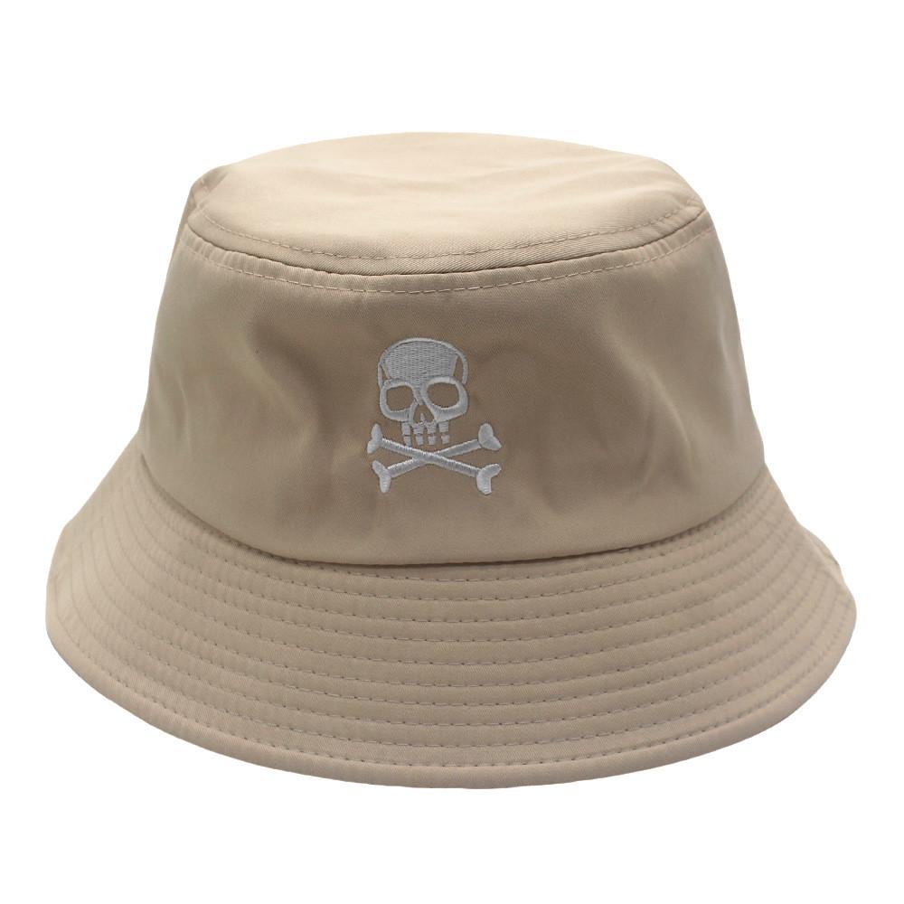 Simple Hat Fisherman With Solid Color Design And Skull Embroidery For Daily