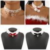 Christmas Tree Christmas Plush Choker Hairball Xmas Clavicle Chain Bow Pendant Necklace  Winter