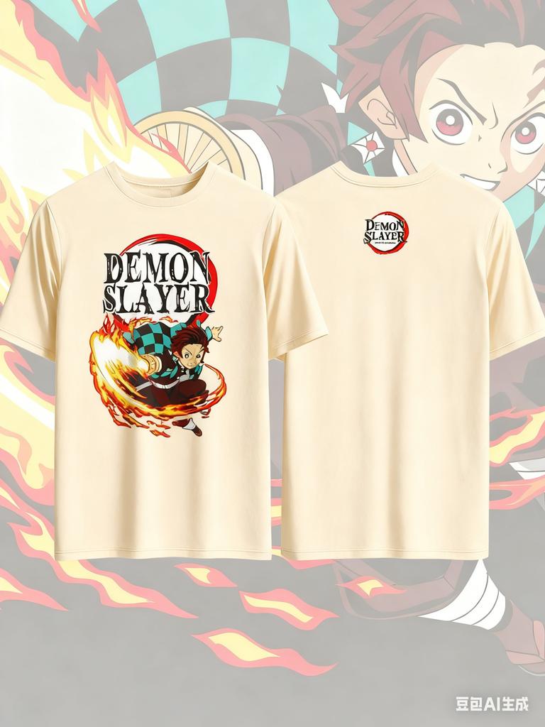 Demon Slayer Kamado Tanjirou Anime Printed Cotton Tshirt for Men and Women Casual Fashion Oversized Anime Peripheral Clothing