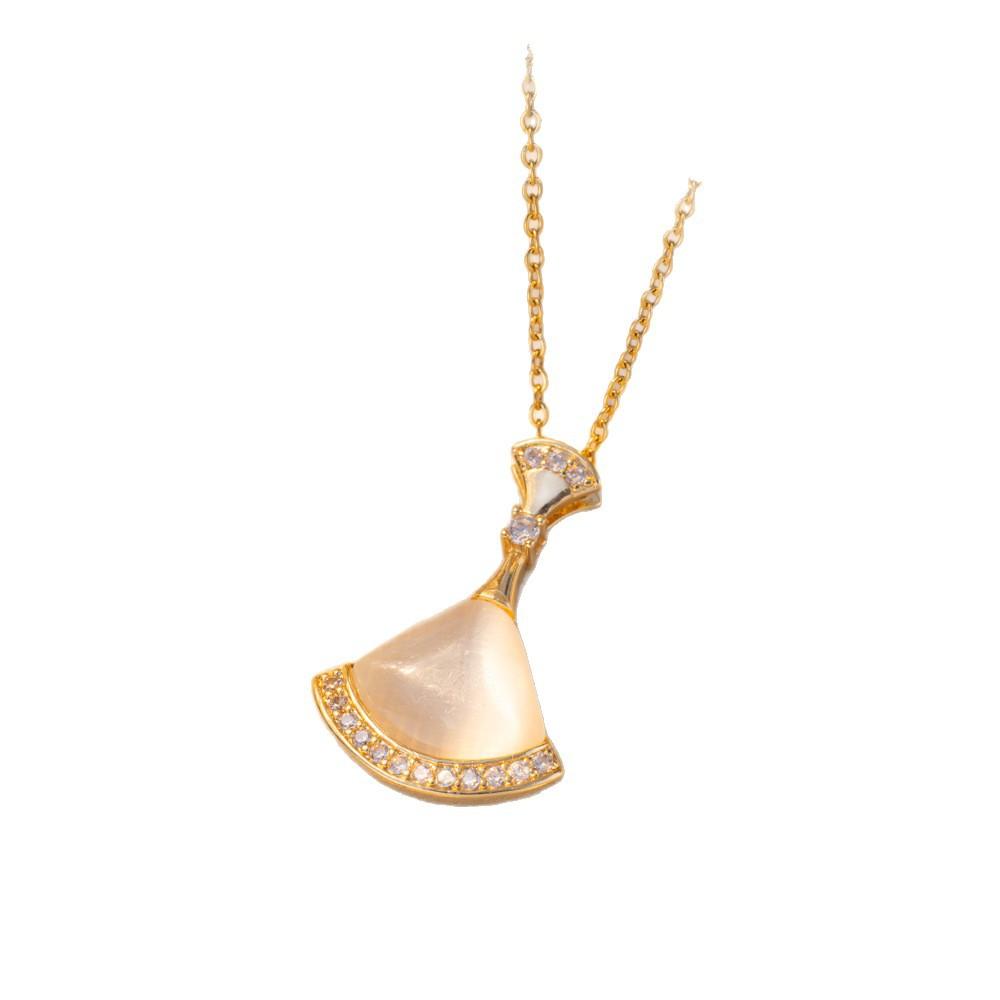 Light‑Luxury Fan‑Shaped Opal Small‑Skirt Women Necklace, Niche Sweet‑Cool‑Style Versatile Collarbone Chain