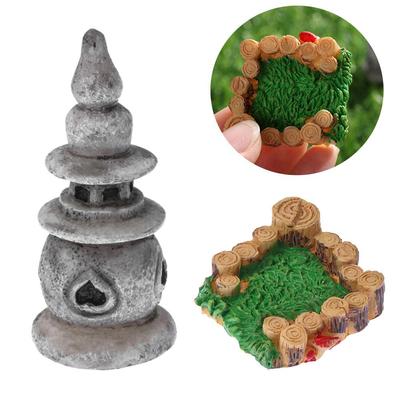 DIY Bonsai Ornament Resin Dollhouse Home Decor Grassland Bridge Pool Figurine Micro Landscape Miniature Model