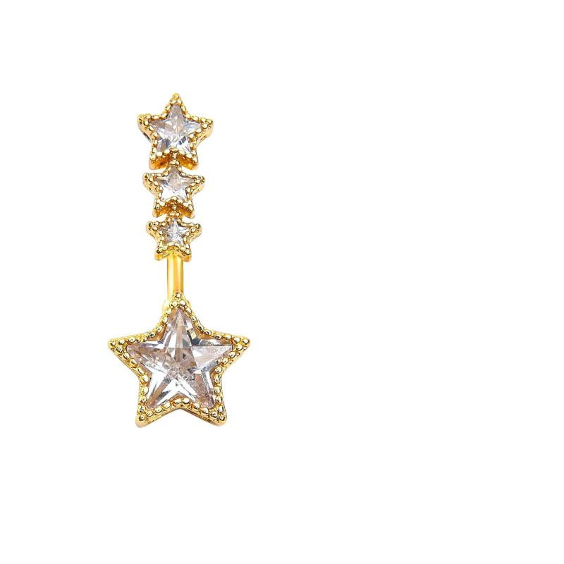 Crystals Star Dangled Belly Button Rings Stainless Steel Dainsty Zircon Navel Ring Belly Piercing Body Jewelries