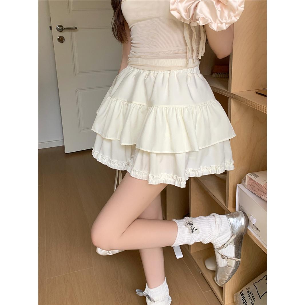 

Пышная короткая юбка с защитой от воздействия грибка для женщин, лето 2024, новая белая утягивающая юбка трапециевидной формы с высокой талией L абрикосовый