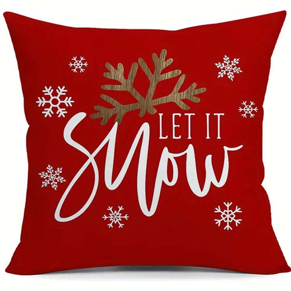 

Classic Christmas Tree Snowflake Pillowcase Polyester Fabric Soft Comfortable For Room Decor 18x18Inch