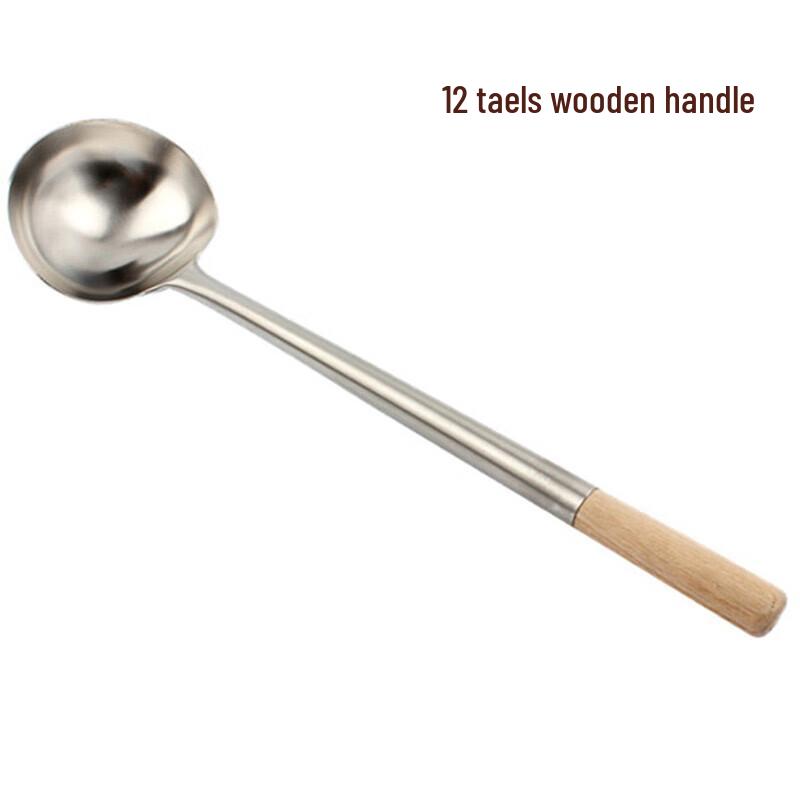 Chuàngfā 12 oz Stainless Steel Ladle with Pine Wood Handle