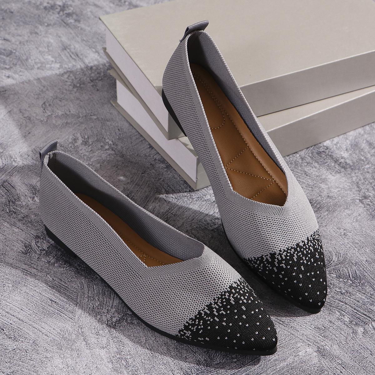 

Остроконечные туфли с плоской подошвой, подходящие по цвету, повседневные легкие туфли с защитой от мушек, женские туфли, женские туфли большого размера, обувь Doudou 43 серый