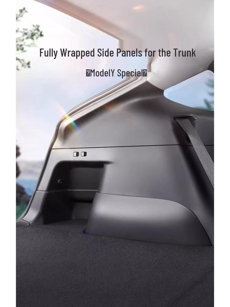 Tesla Model Y Trunk Side Panel Suede Pad Interior Modification