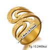 Gold Plated Stainless Steel Geometric Symmetry Line Open Ring for Women Men Line Texture Ring Charms Waterproof Jewelry Gift
