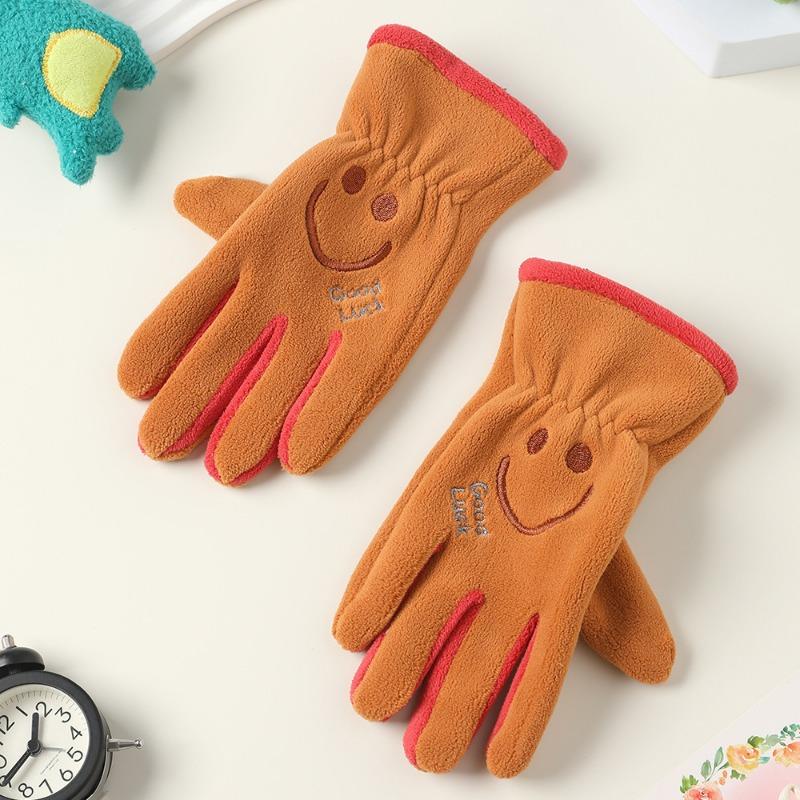 Children's men's and women's velvet autumn and winter Austrian velvet students riding skin-friendly outdoor warm and cold-proof cute cartoon gloves