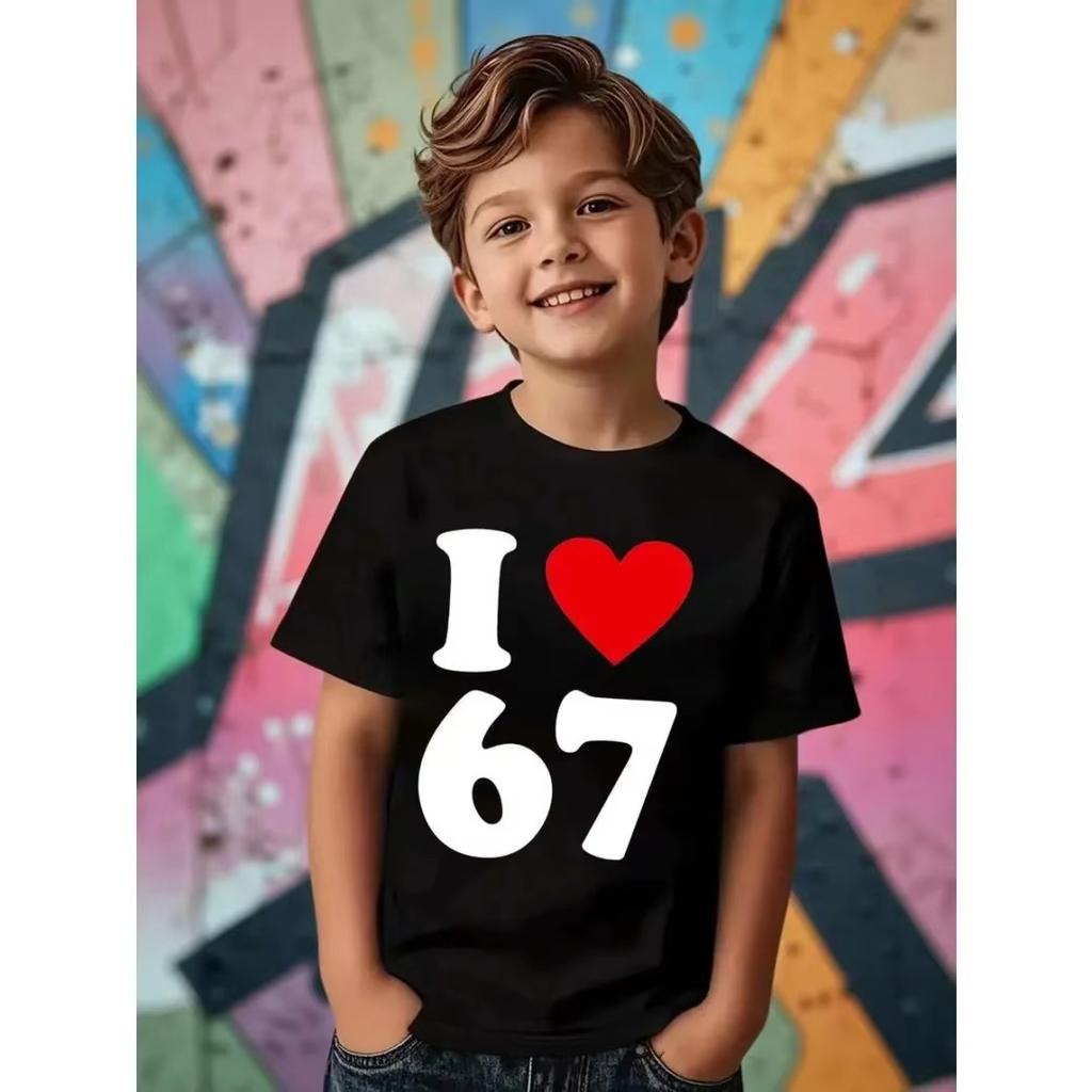 Kids 67 Themed Colorful Print TShirt Soft Cotton Fabric Breathable and Comfortable Ideal for Toddlers and Childrendf0366