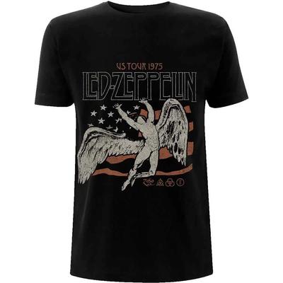 Led Zeppelin Us 1975 Tour Flag Licensed T-Shirt Mens-