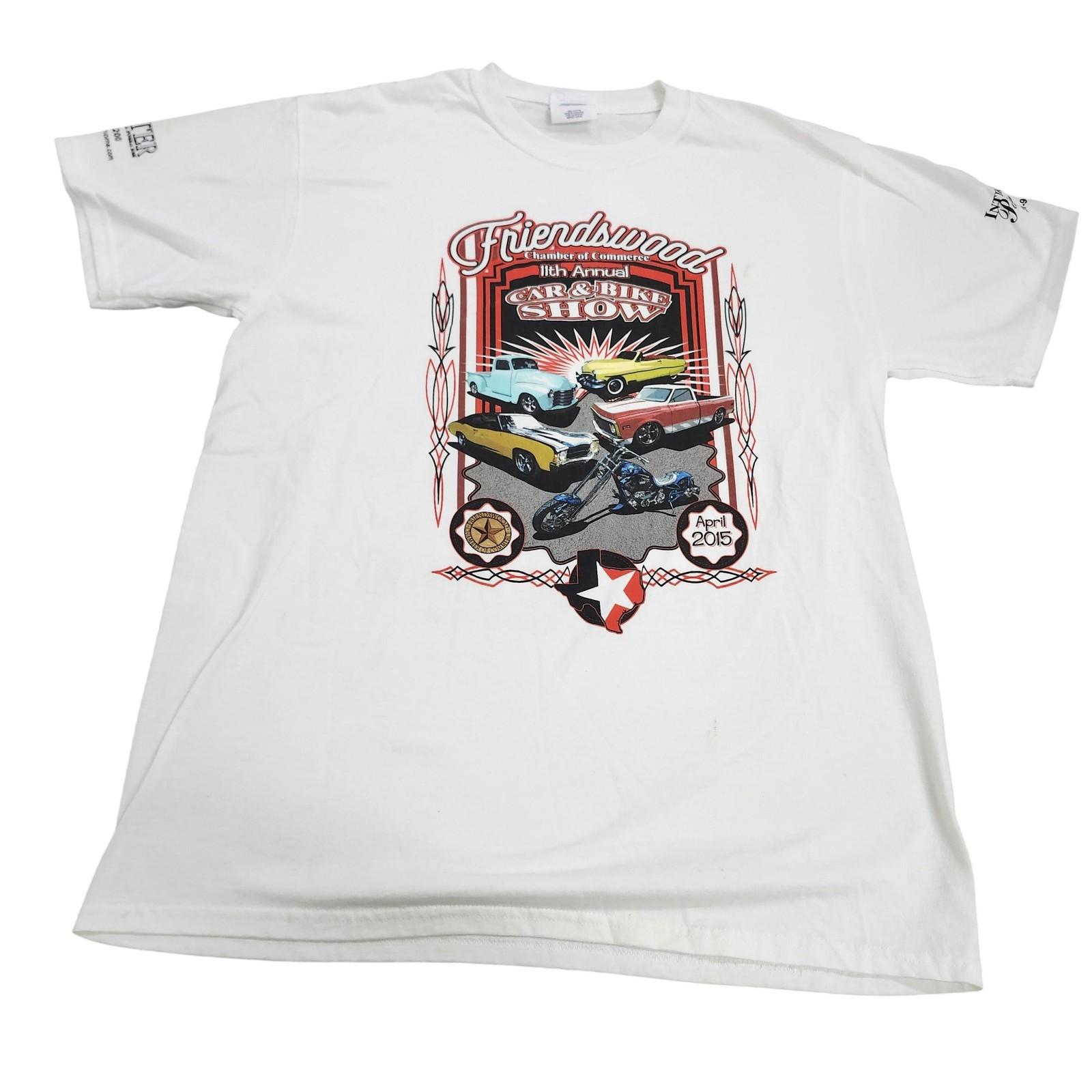 Port & Company Shirt Mens Large White Friendswood Car Bike Graphic Tee Texas Unisex T-Shirt XXL