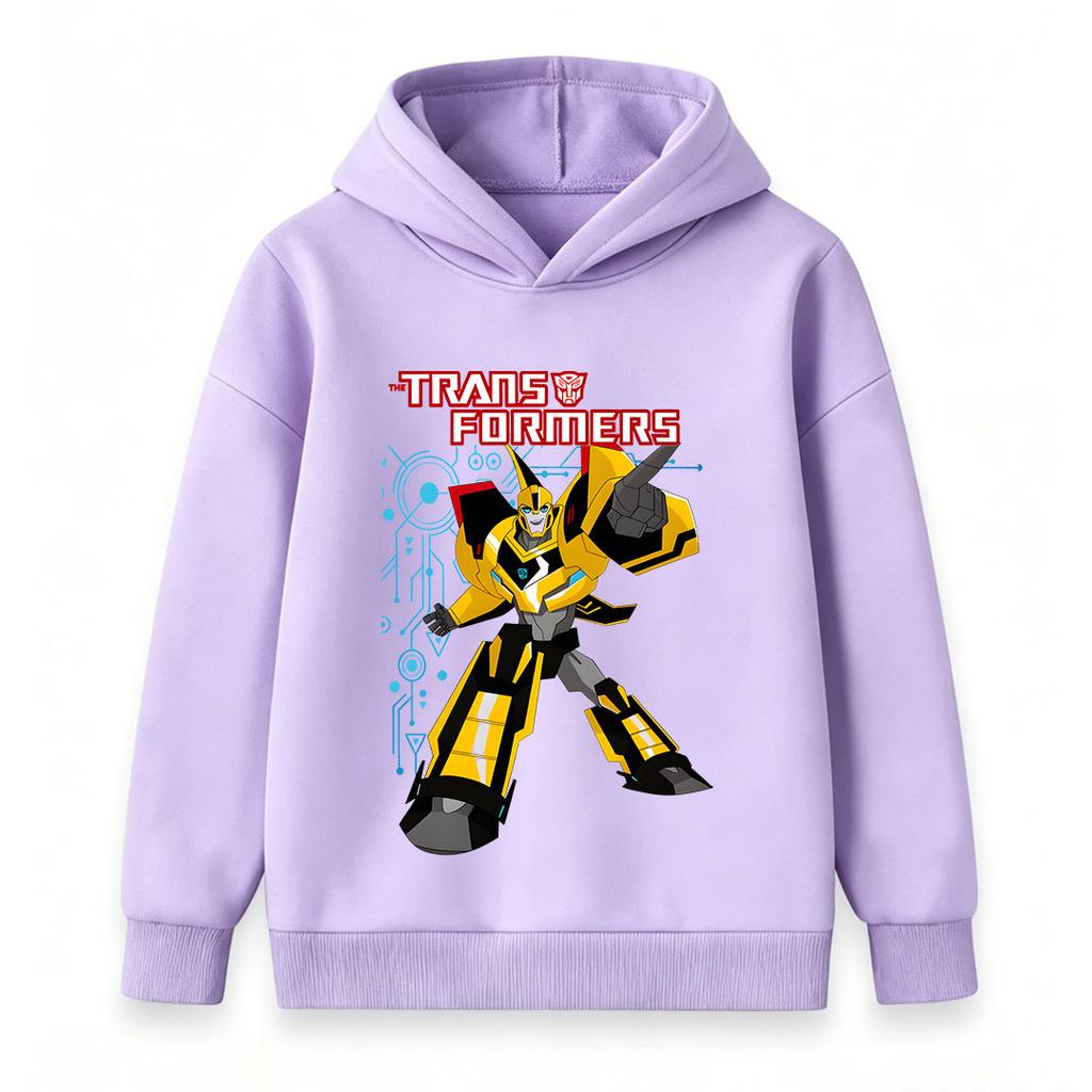 Kids Boys Girls Casual Pullover Hoodie, Cool Cartoon Mecha Robot Pattern Long Sleeve Hooded Sweatshirt, Comfortable Loose Top For Daily Wear And Outdo