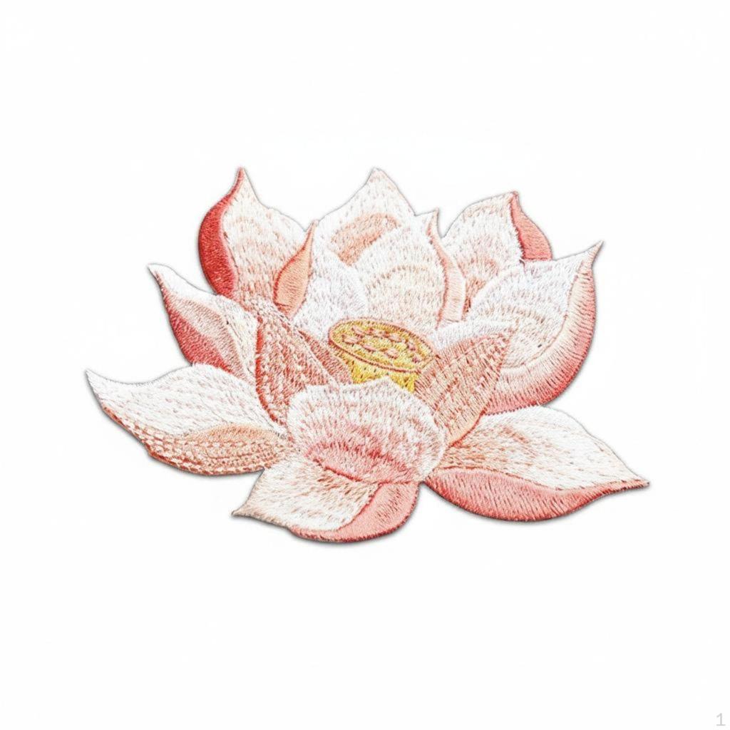 Chinese Design Embroidered Applique Lotus Flower Embroidery DIY Decoration