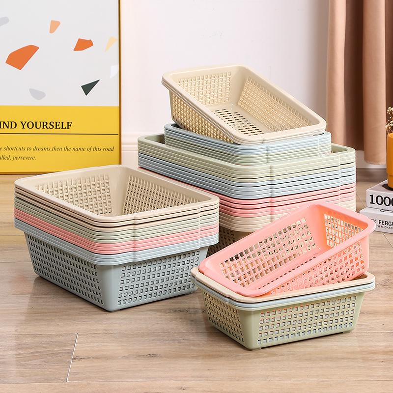 Großer rechteckiger Aufbewahrungskorb aus Kunststoff für den Kindergarten, verdickter Desktop-Snack-Organizer und Gemüsewaschschale