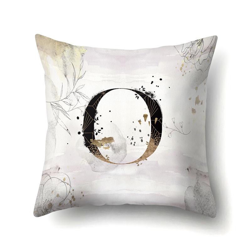 Polyester Pillow Case Car Ink and Ancient Style Home 26 English Letters Printed Sofa Pillow Case