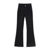 Women's Black High-Waisted Stretch Denim Micro-Flare Pants - Slimming & Trendy for 2025 Autumn/Winter