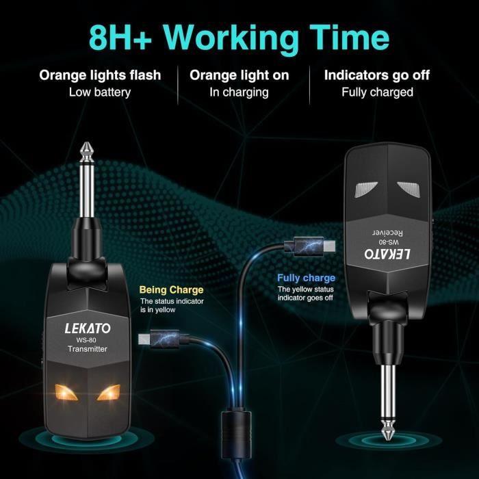 Système De Guitare Sans Fil - LEKATO - WS80 - 2,4 GHz - 8 Heures D'autonomie - Plug and Play