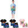 Conjunto de Pijama de Verano con Estampado Sprunki para Niños y Niñas de Algodón Casual Dibujos Animados Traje de Dos Piezas para Estar en Casa para Niños