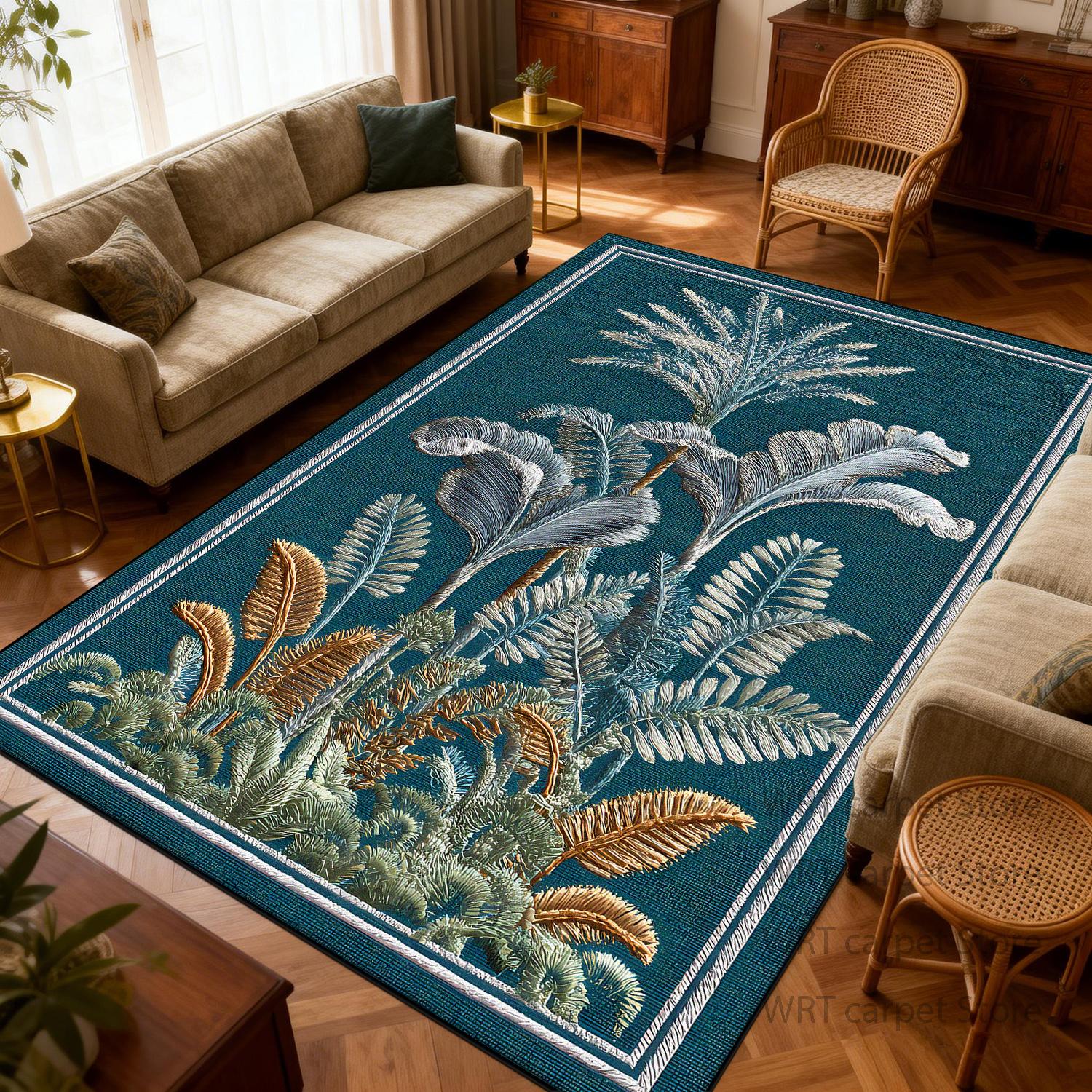 

Light Luxury Plant Style Living Room Carpet Bedroom Lounge Large Area Decoration Rugs Home Non-slip Washable Door Mat Outdoor 60x90cm