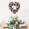 Heart-Shaped Rose Wreath Simulation Wall Hanging Knocker 14" Welcome Garland for