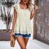 Summer Women's Top Sleeveless Temperament Tops Floral Square Collar Blouse