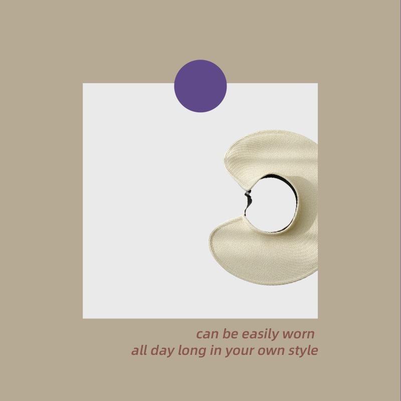 

Summer new straw hat big brim beach hat sunscreen sunshade empty top hat anti-purple line hat vacation sun hat