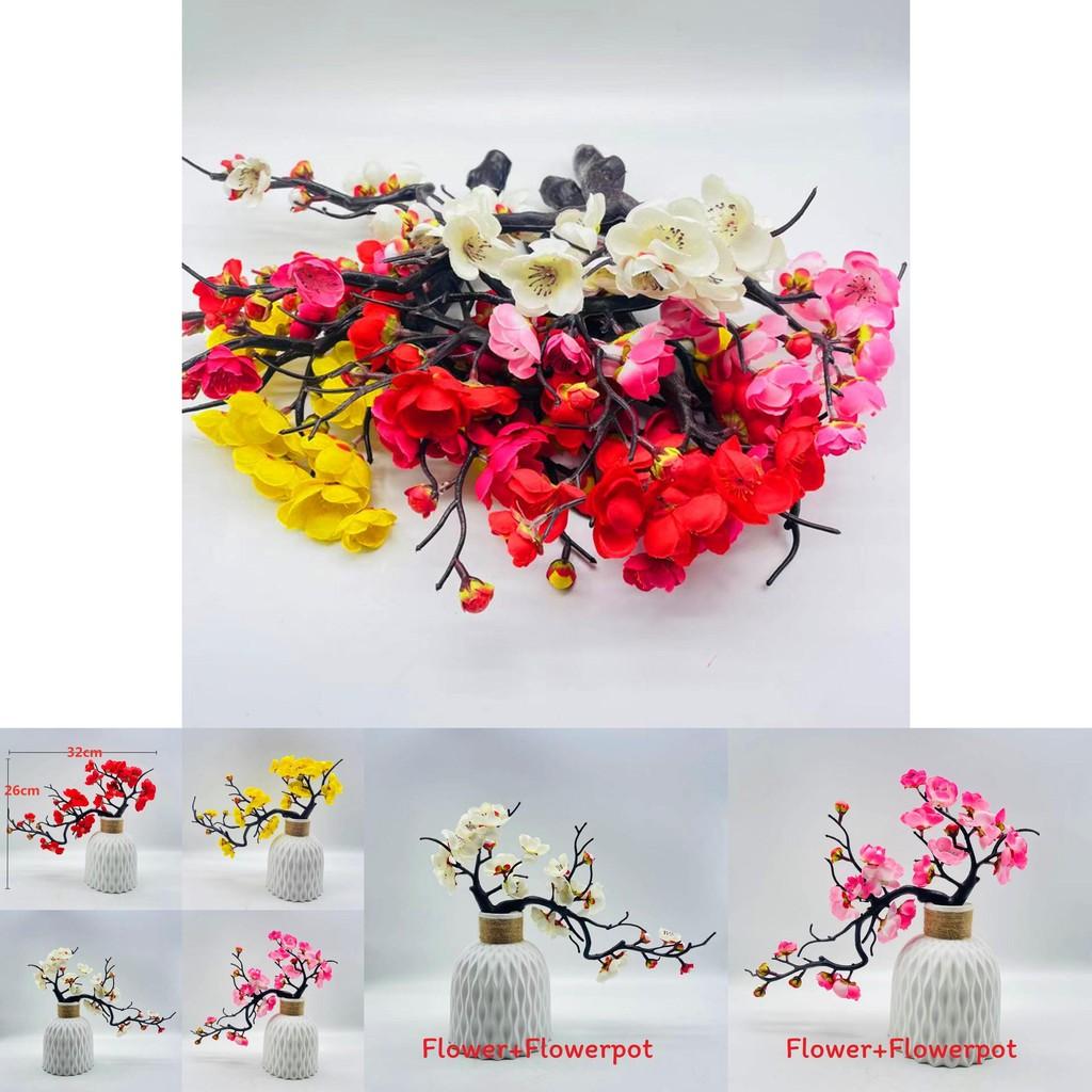 Winter Sweet Decorative Fake Plum Blossom Branch With Bright Colors For Living Space