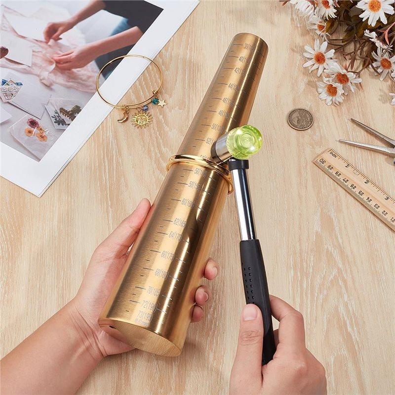 Jewelry Making Tool- Bracelet Mandrel Sizer Set With Iron Hammer, Stainless Steel Round Bracelet Mandrel
